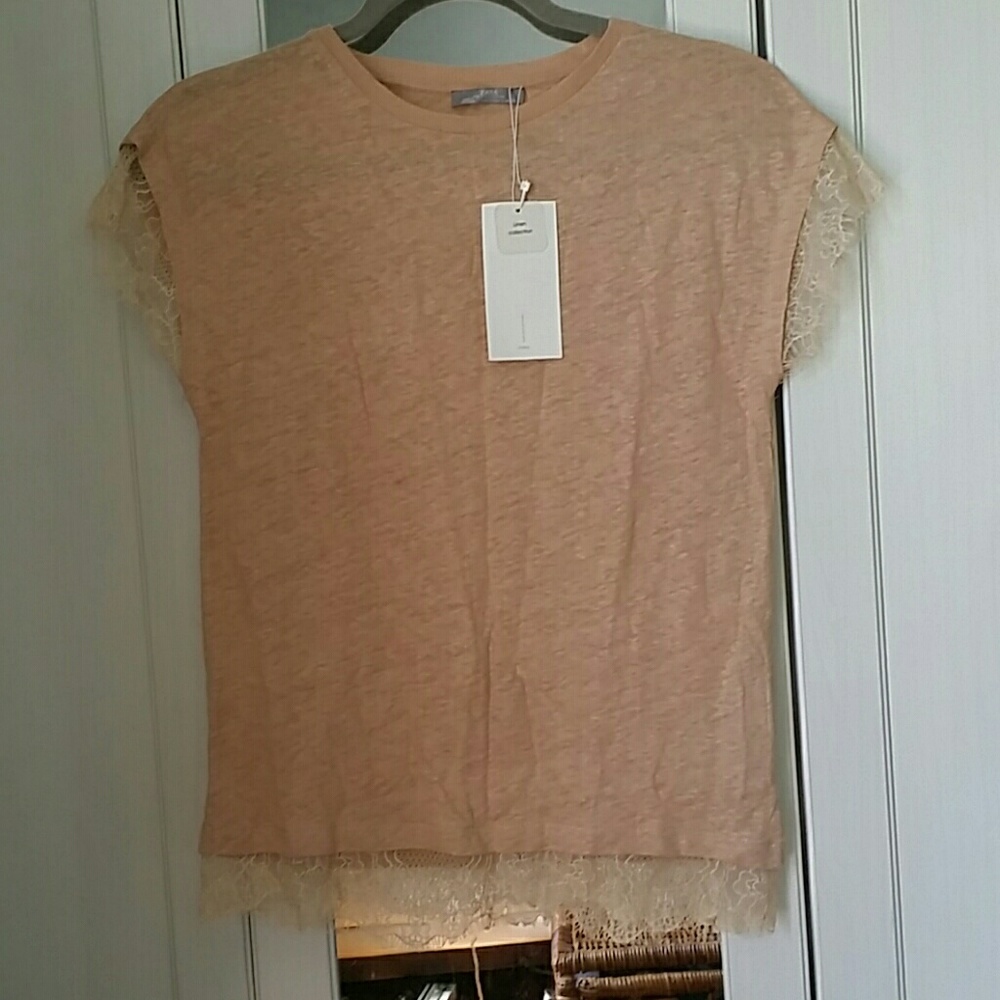 COPY - Zara linen lace tshirt, NWT, size S